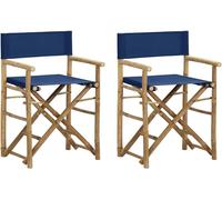 Vidaxl Folding Director's Chairs 2 Pcs Blue Bamboo And Fabric