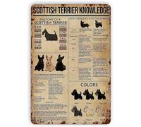 direfly Scottish Terrier Knowledge Metal Tin Sign Dog Poster Skye Terrier Vs Scottish Terrier Restaurant Cafe Living Room Kitchen Toilet Decorative Art Wall Printing 8"x12"