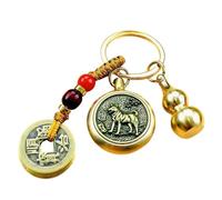 Dirfuny Chinese Feng Shui Keychain Brass Gourd Keychains Feng Shui Keyring for Good Luck Fortune Longevity Success, Gourd Decorations Pendant Key Rings