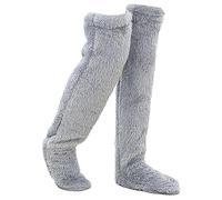 Dirfuny Plush Slipper Stockings Furry Long Leg High Footless Socks Warmers For Women Men Over Knee High Fuzzy Socks Winter Home Sleeping Socks