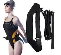 Dirfuny Swim Training Belt, 2m Stretchable Swimming Bungee Training Rope Swimming Resistance Bands Pool Swim Training Bungee Exerciser for Adult