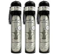 Dirham Silver Air Freshener - Pack of 3 - Odor Elimintaor Area Deodorizer Spray For Room, Car & Wardrobe - 300 ML