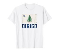 DIRIGO Maine State Flag Distressed Pine Tree Vintage Graphic T-Shirt