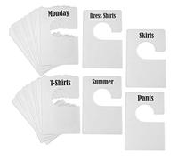 DiriUK 32 Pack Large Closet Clothing Wardrobe Dividers, White Rectangular Closet Organisers Arrange Clothes by Clothing Type Or Age, Plus 150 1 inch Labels and 40 Large Blank Labels(Pearl White)
