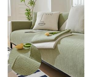 DIRKES Chenille Sofa Cushion Cover Four Seasons Universal Light Luxury Sofa Mat for Living Room Non-Slip L Shaped Towel Cover