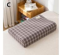 DIRKES Latex Pillow Cases Strip Plaid Soft Memory Foam Pillowcases Neck Memory Cushion Cover 40 * 60cm/30 * 50cm Orthopedic Neck Healthcare