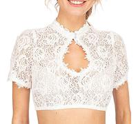 Dirndl Blouse Black Women's Dirndl Blouse Women's Modern Short Sleeve Off-the-Shoulder Costume Blouse V Neck White Costume Blouses Transparent Lace Blouse Carnival Dirndl Blouses Costume Blouses for