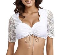 Dirndl Blouse Black Women's Dirndl Blouse Women's Modern Short Sleeve Off-the-Shoulder Costume Blouse V Neck White Costume Blouses Transparent Lace Blouse Carnival Dirndl Blouses Costume Blouses for