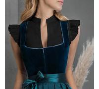 Dirndl Blouse Women's Black White Dirndl Blouse Women's Short Sleeve Costume Blouse Women's Cotton Dirndl Blouses High Closed Costume Fashion Costume Blouses Bavarian Costume Shirt Oktoberfest