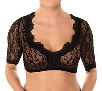 Dirndl Blouse Women's,Mesh Tops for Women Oktoberfest Black Ladies Plus Size Lace Womens Costume Elegant V-Neck and Sexy Vest Bavarian Beer Festival Costume Dirndl Dress (Black,M)