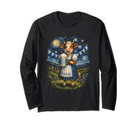 Dirndl Cow Beer Stein Starry Night Oktoberfest Art Long Sleeve T-Shirt