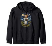 Dirndl Cow Beer Stein Starry Night Oktoberfest Art Zip Hoodie