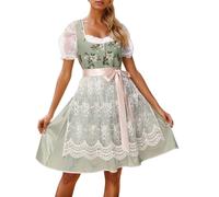 Dirndl Dress Knee-Length Women's Dirndl for Fashion Costume Dress with Lace Apron Floral Prints Costume Fashion Dirndl Dresses Bavarian Costume Skirt Trachen Outfit Dirndl Complete Sets for