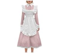 Dirndl Dresses Bavarian Beer Costume Oktoberfest Dirndl Dress in Japanese Style for Women Traditional Festival Outfit Medieval Manuscript Calendar 2021, pink, 4XL