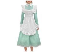 Dirndl Dresses Bavarian Beer Costume Oktoberfest Dirndl Dress in Japanese Style for Women Traditional Festival Outfit Medieval Manuscript Calendar 2021, Green, L