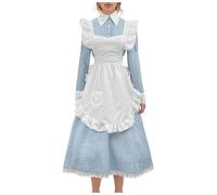 Dirndl Dresses Bavarian Beer Costume Oktoberfest Dirndl Dress in Japanese Style for Women Traditional Festival Outfit Medieval Manuscript Calendar 2021, blue, 3XL