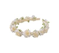 Dirndl Flower Wreath Headband Costume Hair Accessories for Women Girls with Floral Design Oktoberfest Accessory Green Beige Coffee (White, One Size)