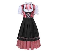 Dirndl for Women Midi, Oktoberfest Women's Outfit with Dirndl Aprons and Blouse Complete Set Traditional Dress Modern with Lace Embroidery Dirndl Complete Sets High Quality for Any Festive Occasion