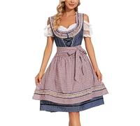 Dirndl for Women Midi Traditional Dress Women's Modern Dirndl Dress Including Dirndl Aprons 2 Pieces Elegant Traditional Skirt Classic Costume Dresses Refined Bavarian Costume for Oktoberfest Outfit