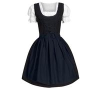 Dirndl for Women Women's Plus Size German Dress Square Neck Apron Oktoberfest Beer Costume (Navy, S)