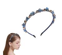 Dirndl Headband, Blue Glitter Rhinestone Hair Accessories, Oktoberfest Women, Braided Costume Headband Oktoberfest Women for Wedding, Birthday, Party, Everyday Wear (Dark Blue, Wide)