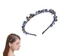 Dirndl Headband, Blue Glitter Rhinestone Hair Accessories, Oktoberfest Women, Braided Costume Headband Oktoberfest Women for Wedding, Birthday, Party, Everyday Wear (Light Blue, Wide)