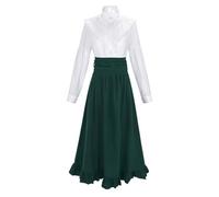 Dirndl Long Women's Dress, Classic Two-Piece Dress for Cosplay, Historical Events, Elegant Costume Leather Bracers for Men in the Middle Ages, Green, S