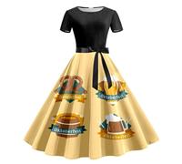 Dirndl Midi Women's Black Dress Elegant Long Costume with Bow Bavarian Modern Clothing Fashion Dresses Cosplay for Oktoberfest Outfit n19