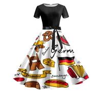 Dirndl Midi Women's Black Dress Elegant Long Costume with Bow Bavarian Modern Clothing Fashion Dresses Cosplay for Oktoberfest Outfit n19
