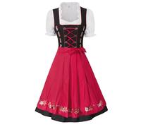 Dirndl Set Momo Traditional 3 Pcs Dress Blouse Apron Bavarian Size S Color Red