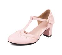 Dirndl Shoes Women's Pumps Sandals Traditional Shoes Strappy Pumps Clip Pumps with Heel Chunky Heels Elegant Wedge Heel Dance Shoes Bridal Shoes Block Heel Oktoberfest Heel Shoes Wedding Shoes, Pink B