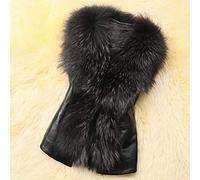 Dirndl Top Plus Size Solid Sleeveless Fur Collar Vest Coat Jacket Faux Suede Coat Women, black, 4XL