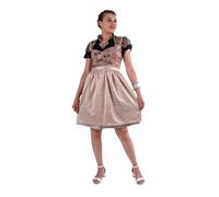 Dirndl Women's 2-Piece Brown Beige with Apron Traditional Oktoberfest Dress in Traditional Style Made of Cotton, Size 34-46, Brown/Beige with Apron, 14