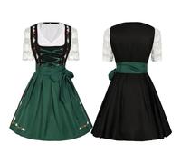 Dirndl Women's Blouse Women Bavaria Carnival Beer Festival Clothing Split Size Trousers Set Women's Clothing Black Dresses, Green, XXL