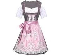 Dirndl Women's Blouse Women's Clothing Dirndl Dress Traditional German Beer Festival Costume Black Dress Long Medieval Skirt, pink, XL