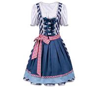 Dirndl Women's Blue Costume Dress Women's Elegant Dirndl Dress Including Dirndl Blouse Lace Apron 3-Piece Classic Bavarian Costume Modern Costume Dress Refined Costume Skirt for Oktoberfest Outfit