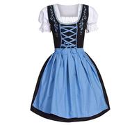 Dirndl Women's German Dress for Women in Plus Size with Square Neck Apron Beer Girl Costume, Renaissance Dress, Goth Dress, Barbie Costume, blue, 3XL