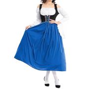 Dirndl Women's Halloween Adult Medieval Foreign Trade Beer Festival Long Dress Parents Child Performance Dress Witch Cosplay Costume Costume, blue, M