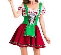 Dirndl Women's Large Sizes Costume Dress Sexy Dirndl Dress Including Necklace 2-Piece Bavarian Costume Short Costume Dresses Swing A-line Dirndl Dresses Costume Fashion for Oktoberfest