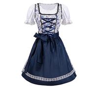 Dirndl Women's Long Traditional Dress Modern Dirndl Dress Including Dirndl Blouse Lace Apron 2-Piece Elegant Traditional Dress Modern Costume Dress Refined Bavarian Costume for Oktoberfest