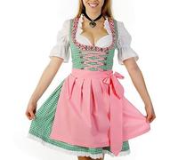 Dirndl Women's Midi Costume Dress Green Dirndl Dress Including Dirndl Apron 2-Piece Elegant Costume Dresses Modern Bavarian Costume Fashion Costume Dress for Oktoberfest Outfit