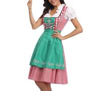 Dirndl Women's Midi Costume Dress Women's Classic Dirndl Dress Including Lace Apron 2-Piece Elegant Traditional Dress Modern Costume Dress Refined Bavarian Outfit for Oktoberfest Outfit