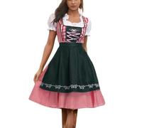 Dirndl Women's Midi Costume Dress Women's Classic Dirndl Dress Including Lace Apron 2-Piece Elegant Traditional Dress Modern Costume Dress Refined Bavarian Outfit for Oktoberfest Outfit