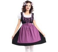 Dirndl Women's Midi Costume Dress Women's Modern Dirndl Dress Including Lace Apron 2-Piece Elegant Costume Dresses Fashion Bavarian Outfit Refined Costume Dress for Oktoberfest and Carnival