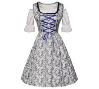 Dirndl Women's Midi Long Dirndl Costume Dress Costume Skirt Dirndl Complete Sets Costume Fashion Women's with 3 Pieces Dirndl Apron Dirndl Blouse Dirndl Women's Green Suitable for Beer Festival