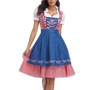 Dirndl Women's Midi Traditional Dress Classic Dirndl Dress Including Dirndl Apron 2-Piece Elegant Traditional Dress Modern Costume Dress Bavarian Costume Fashion for Oktoberfest Outfit