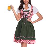 Dirndl Women's Midi Traditional Dress Classic Dirndl Dress Including Dirndl Apron 2-Piece Elegant Traditional Dress Modern Costume Dress Bavarian Costume Fashion for Oktoberfest Outfit