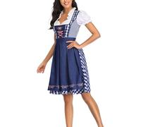 Dirndl Women's Midi Traditional Dress Classic Dirndl Dress Including Dirndl Apron 2-Piece Elegant Traditional Dress Modern Costume Dress Bavarian Costume Fashion for Oktoberfest Outfit