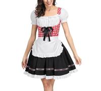 Dirndl Women's Modern Costume Dress Women's Midi Dirndl Dress Including Dirndl Aprons 2 Pieces Elegant Costume Dresses Classic Costume Skirt Refined Bavarian Costume for Oktoberfest Outfit