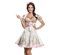 Dirndline Women's Mini Brocade Dirndl Including lace Blouse Dress for Special Occasions, White, XL